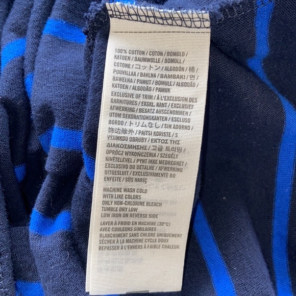 Hollister Nautical Stripe V-Neck T-shirt Y2K Blue Navy Soft Size Medium - Picture 4 of 5